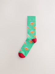 Bright Red/Blue/Orange Dinosaur Pattern Socks 8 Pack - Image 3 of 11
