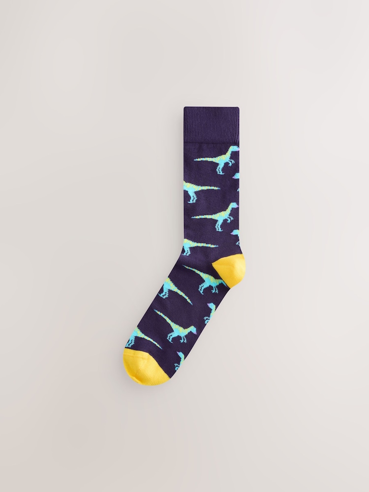 Dinosaure rouge vif/bleu/Orange - Paquet de chaussettes à motifs 8 - Image 5 of 11