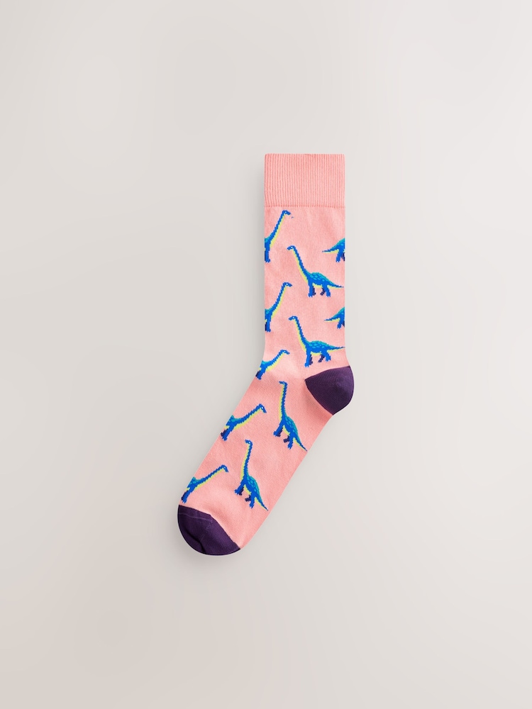 Dinosaure rouge vif/bleu/Orange - Paquet de chaussettes à motifs 8 - Image 7 of 11