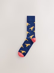 Bright Red/Blue/Orange Dinosaur Pattern Socks 8 Pack - Image 8 of 11