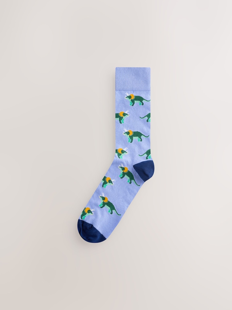 Dinosaure rouge vif/bleu/Orange - Paquet de chaussettes à motifs 8 - Image 9 of 11