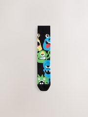 Green/Black Monster Pattern Socks 5 Pack - Image 2 of 8