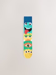 Green/Black Monster Pattern Socks 5 Pack - Image 3 of 8