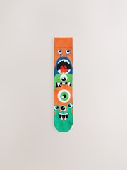 Green/Black Monster Pattern Socks 5 Pack - Image 4 of 8