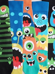 Green/Black Monster Pattern Socks 5 Pack - Image 8 of 8