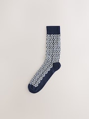 Blue/Orange/Green Tile Pattern Socks 5 Pack - Image 2 of 8