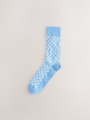 Blue/Orange/Green Tile Pattern Socks 5 Pack - Image 3 of 8