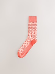 Blue/Orange/Green Tile Pattern Socks 5 Pack - Image 6 of 8