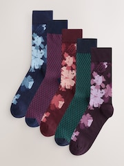 Blue/Red Texture Pattern Smart Socks - Image 1 of 8