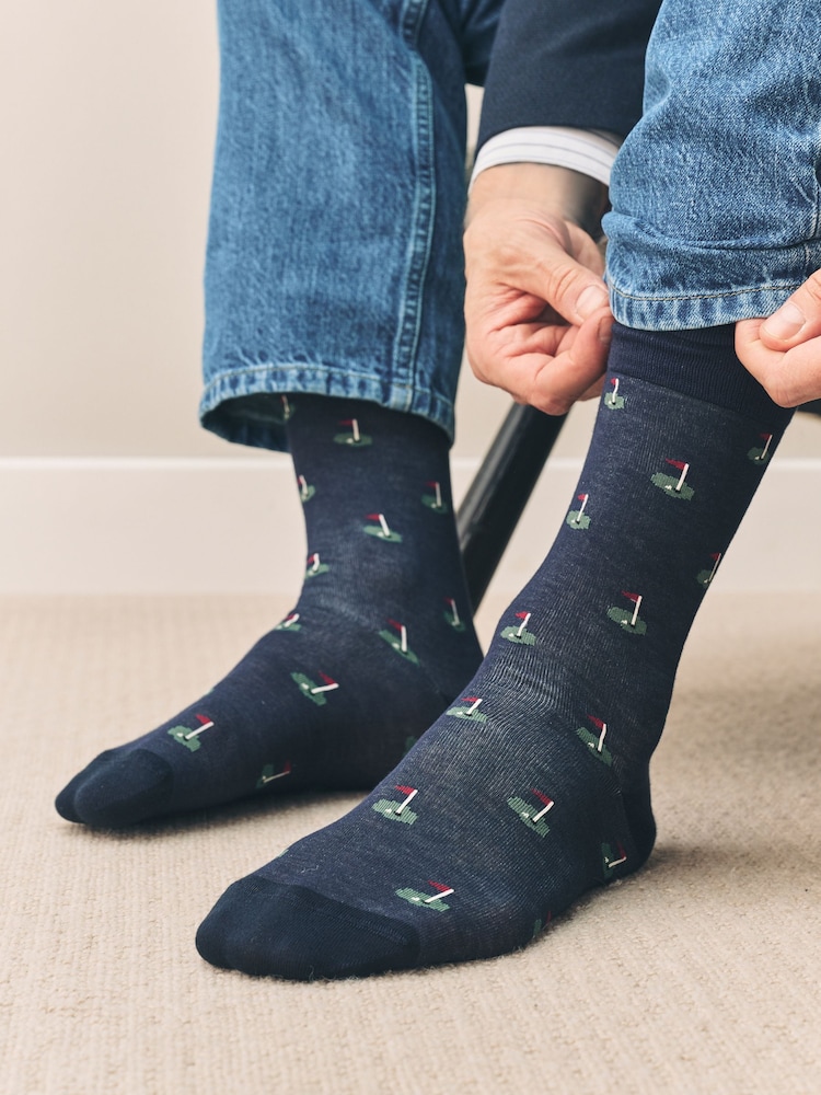 Blue Golf Pattern Modal Signature Socks 4 Pack - Image 2 of 11