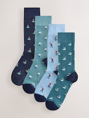 Blue Golf Pattern Modal Signature Socks 4 Pack - Image 6 of 11