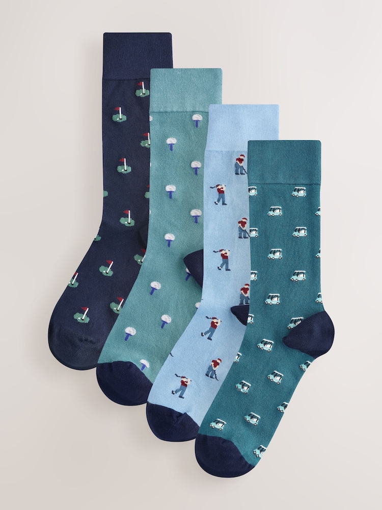 Blue Golf Pattern Modal Signature Socks 4 Pack - Image 6 of 11