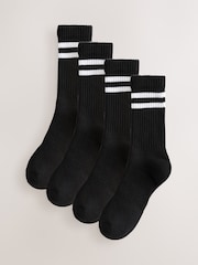 Black Cushioned Sports Socks 4 Pack - Image 1 of 4