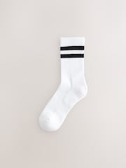 White With Black Stripe Sports Socks 4 Pack - Image 2 of 6