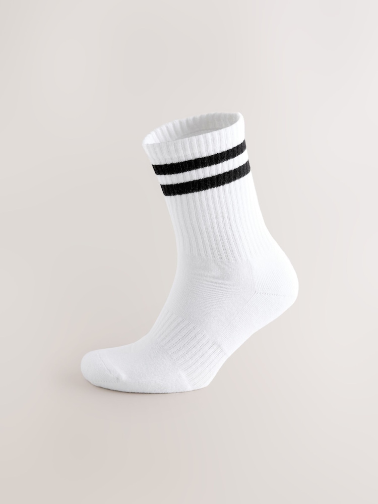 White With Black Stripe Sports Socks 4 Pack - Image 4 of 6
