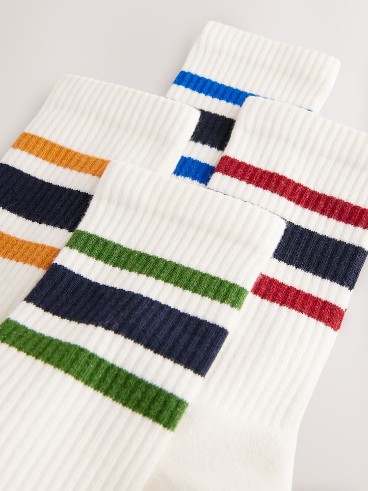 White With Coloured Striped Sports Socks 4 Pack - Image 7 of 7