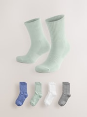 White/Green/Blue Coloured Sports Socks 4 Pack - Image 1 of 9