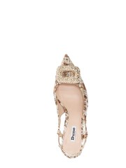 Dune London Cream Centrepiece Kitten Brooch Slingback Heels - Image 5 of 6