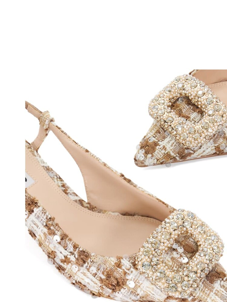 Dune London Cream Centrepiece Kitten Brooch Slingback Heels - Image 6 of 6
