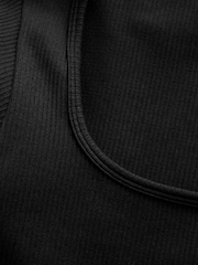 Noir - Scoop Ribbed Manches longues Top - Image 7 de 8