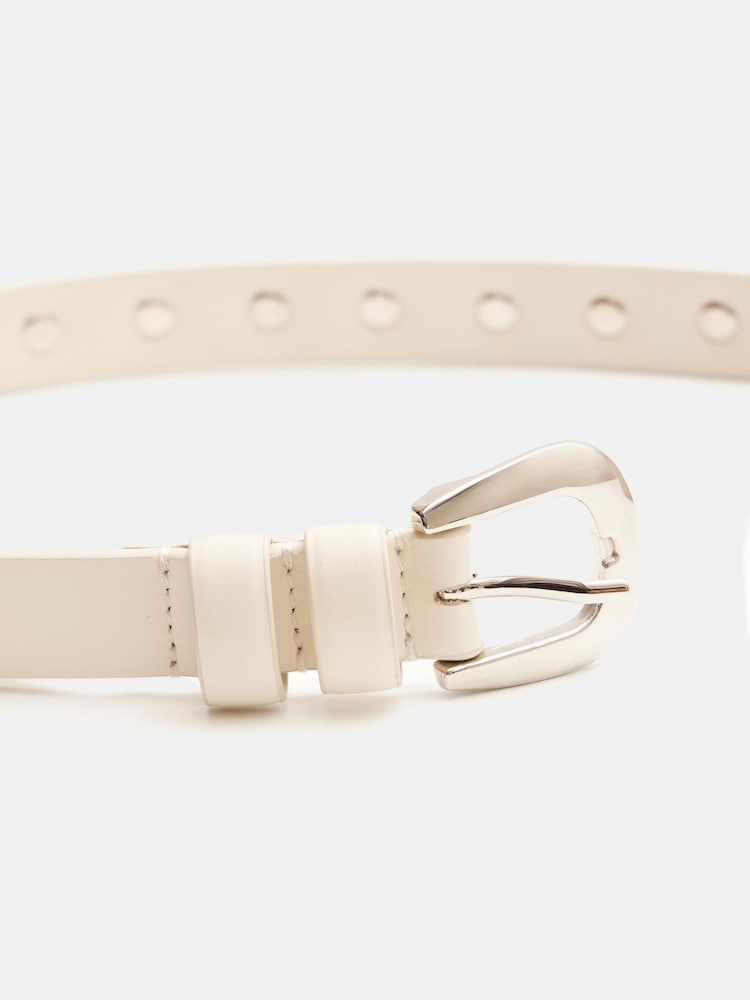 Hush White Seren Studded Leather Belt - Image 5 of 5