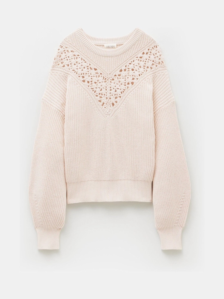 Creme - Hush Louise Pullover mit Spitzeneinsatz aus 100% Baumwolle - Bild 5 von 5