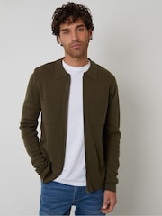 Threadbare Natural Zip Through Knitted Shacket - Image 1 of 4