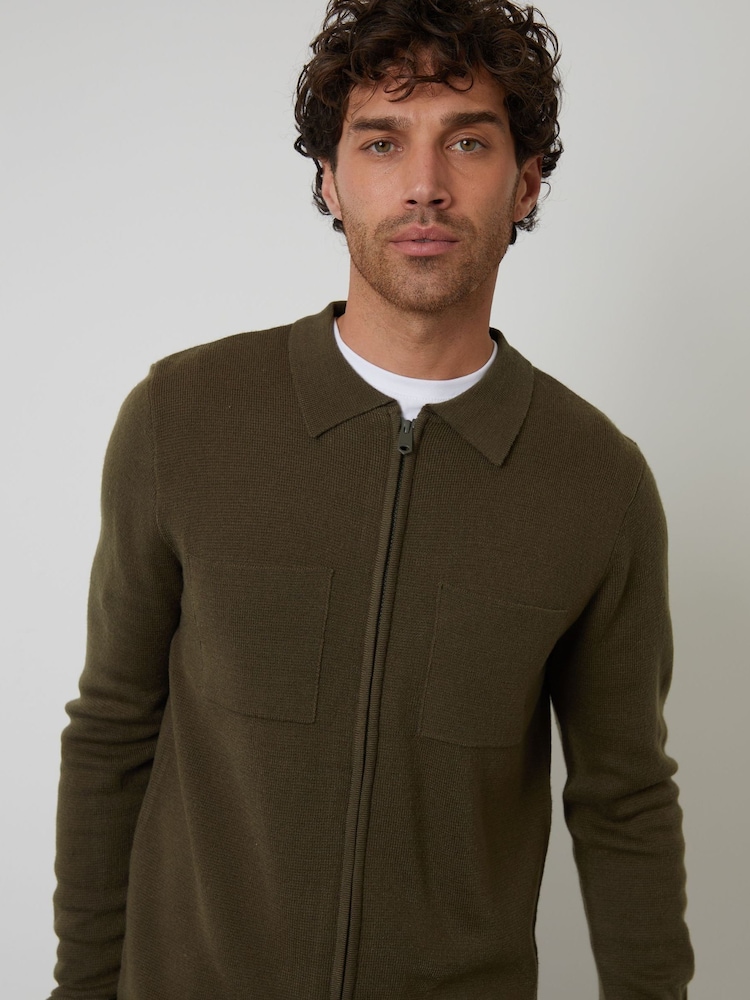 Threadbare Natural Zip Through Knitted Shacket - Image 4 of 4