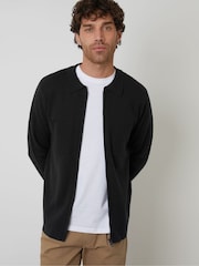 Threadbare Black Zip Through Knitted Shacket - Image 1 of 4