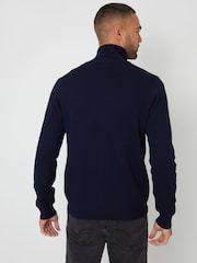 Синий - Threadbare Zip-Through Funnel Neck Knitted Cardigan - Image 2 of 5