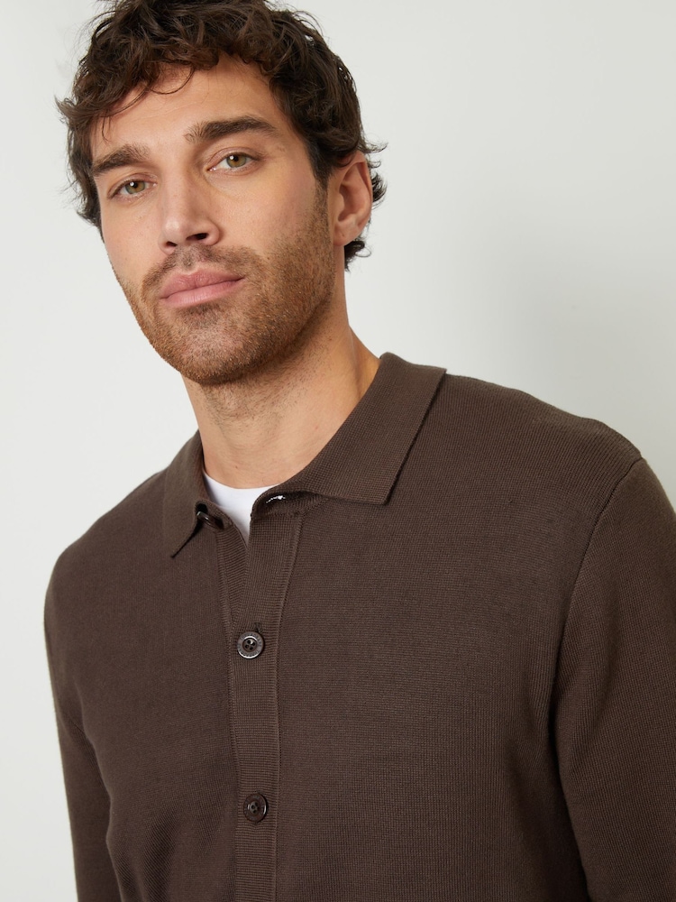 Threadbare Dark Brown Knitted Button Through Long Sleeve Cardigan - Image 3 of 5