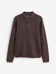 Temno rjava barva - Threadbare Pleteno z gumbi po celotni dolžini dolg rokav; z dolgimi rokavi pletena jopa - Slika 5 iz 5
