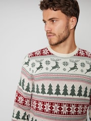 Threadbare Chocolate Brown Crew Neck Fairisle Pattern Christmas Jumper - Image 4 of 4
