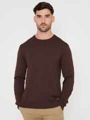 Threadbare Chocolate Brown Crew Neck Knitted Jumper - Image 1 of 4