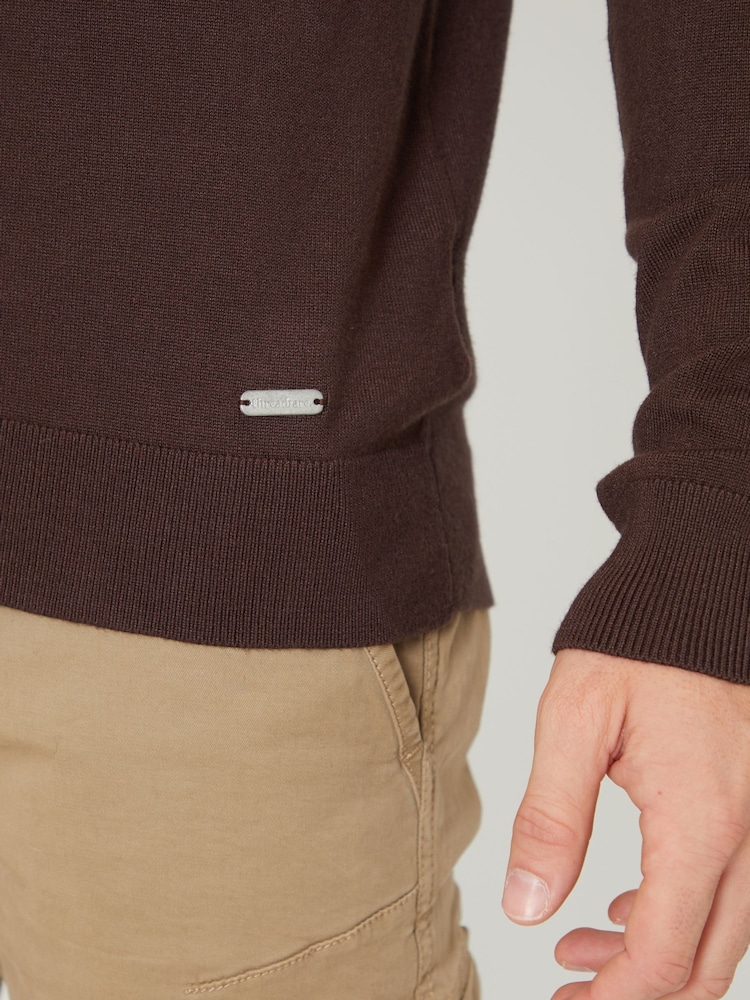 Threadbare Chocolate Brown Crew Neck Knitted Jumper - Image 4 of 4