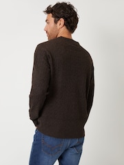 Threadbare Dark Brown Cable Knit Crew Neck Jumper - Image 2 of 4