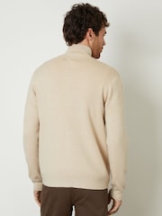 Бежевый - Threadbare Zip-Through Funnel Neck Knitted Cardigan - Image 2 of 5