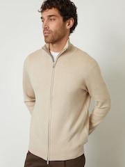Бежевый - Threadbare Zip-Through Funnel Neck Knitted Cardigan - Image 5 of 5