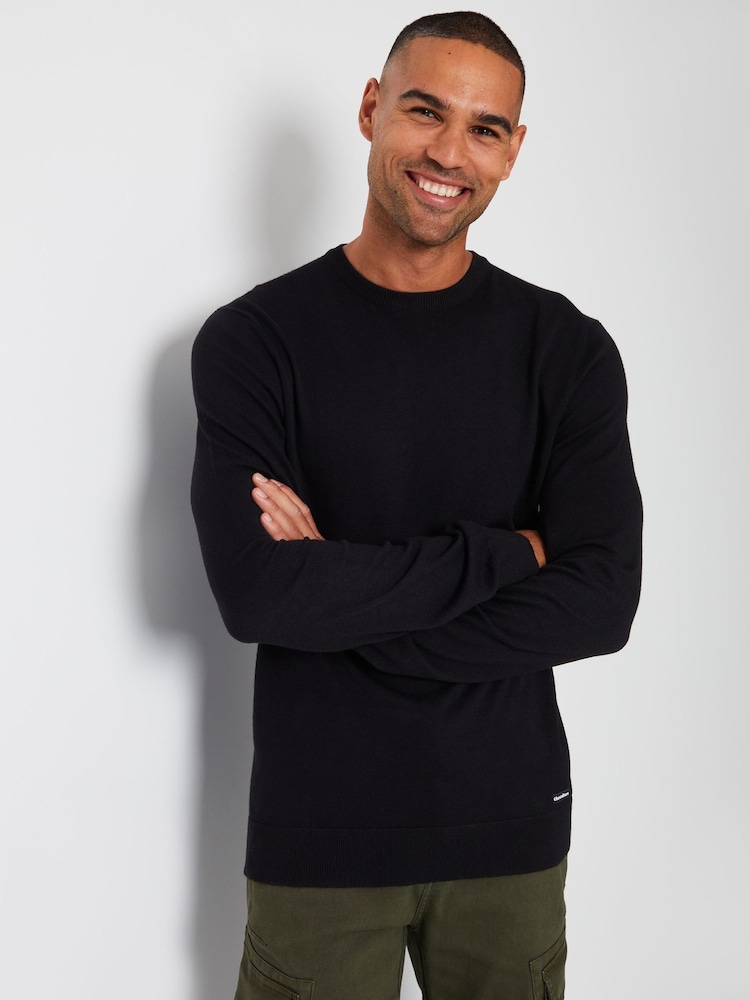 Threadbare Black Chrome Crew Neck Knitted Jumper - Image 1 of 4