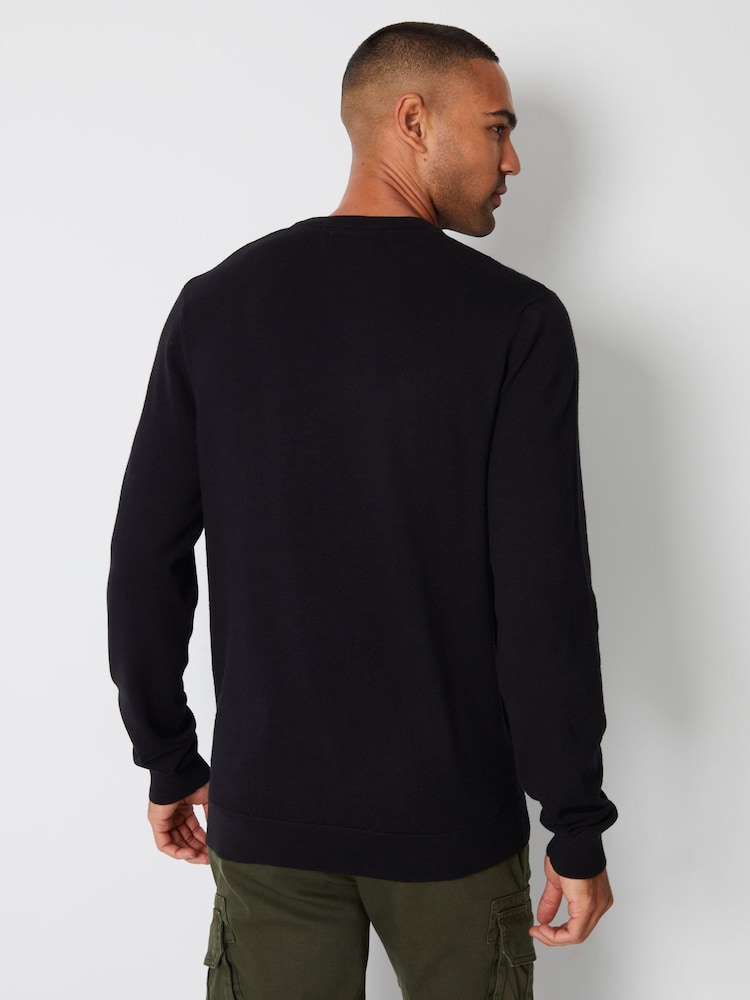 Threadbare Black Chrome Crew Neck Knitted Jumper - Image 2 of 4