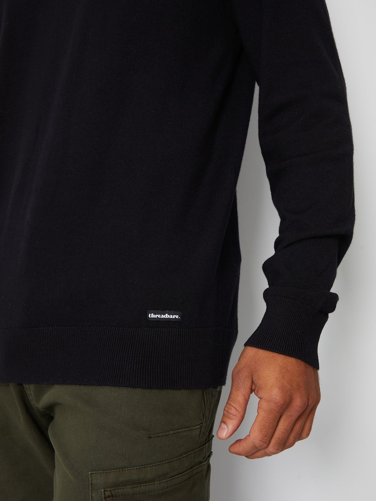 Threadbare Black Chrome Crew Neck Knitted Jumper - Image 4 of 4