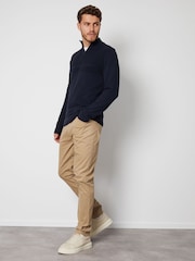Threadbare Navy Rib Detail Knitted Quarter Zip Jumper - Image 3 of 4