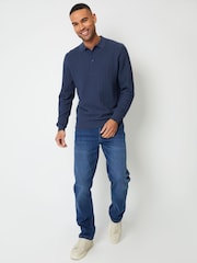 Threadbare Aqua Blue Long Sleeve Textured Knit Polo Collar Jumper - Image 3 of 4