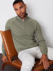 Threadbare Green Textured Knit Quarter Zip Jumper - Image 3 of 4