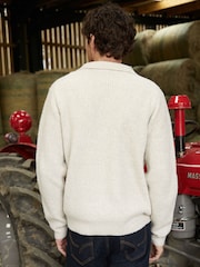 Threadbare Natural Quarter Zip Knitted Jumper - Image 2 of 4