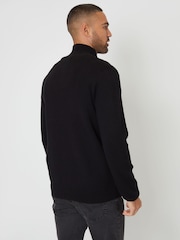 Черный - Threadbare Zip-Through Funnel Neck Knitted Cardigan - Image 2 of 5