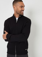 Черный - Threadbare Zip-Through Funnel Neck Knitted Cardigan - Image 5 of 5