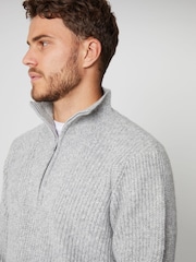 siva - Pleten pulover s četrtinsko zadrgo Threadbare - Slika 4 iz 5