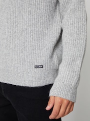 siva - Pleten pulover s četrtinsko zadrgo Threadbare - Slika 5 iz 5