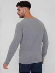 Threadbare Grey Textured Stripe Knitted Crew Neck Jumper - Image 2 of 5